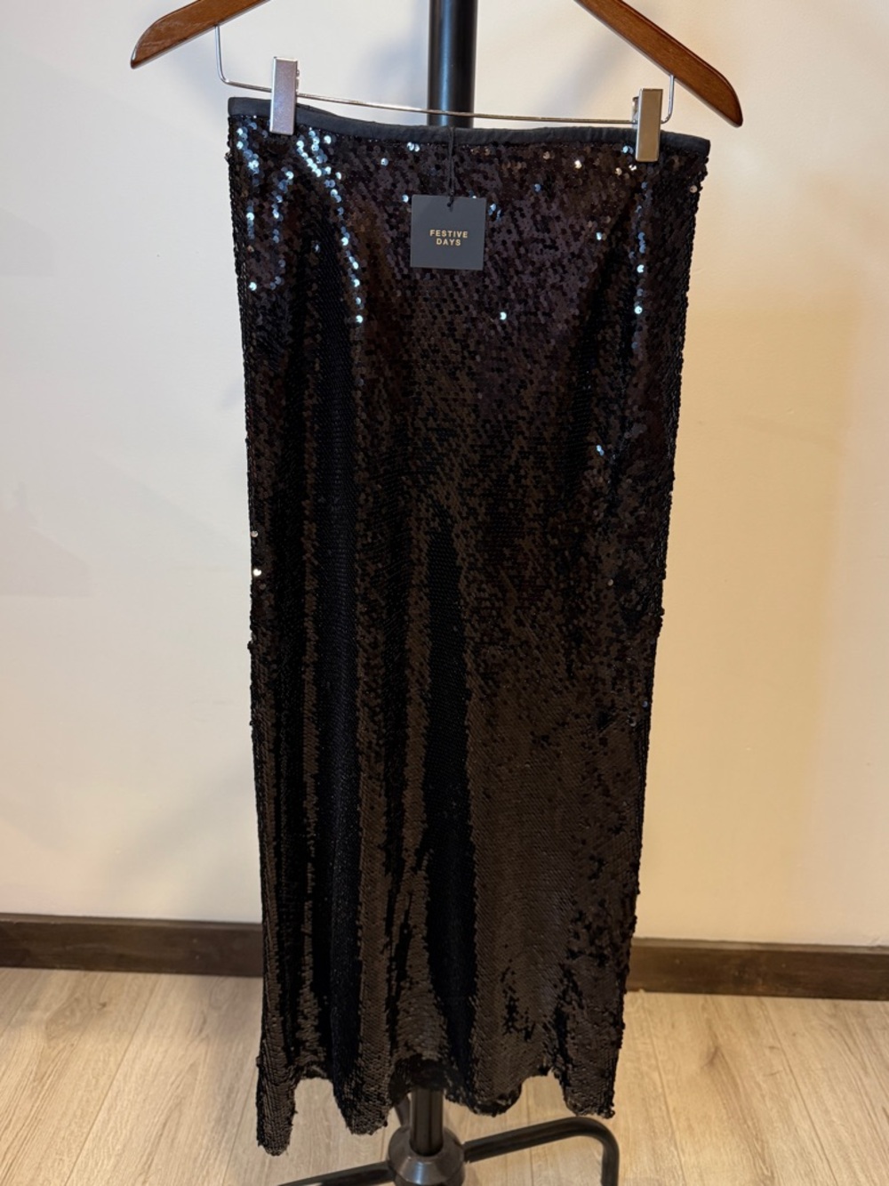‼️SOLD‼️ Zara Black Sequin Midi Skirt - Festive Shine